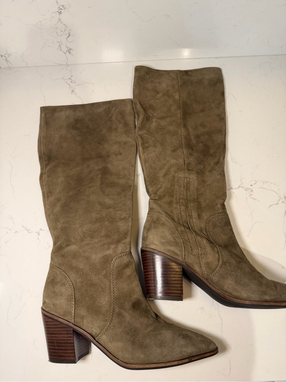 Cole Haan - Olive Tall Genuine Suede Block Heel Boots